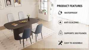 English Elm 63 Stylish Medieval Modern Dining Table & 4 Ergonomic Pu Chairs Set For Home & Kitchen Elegance W2189S00697