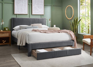 English Elm Contemporary Corduroy Upholstered Full Platform Bed with Storage Drawer Charcoal B011P418589