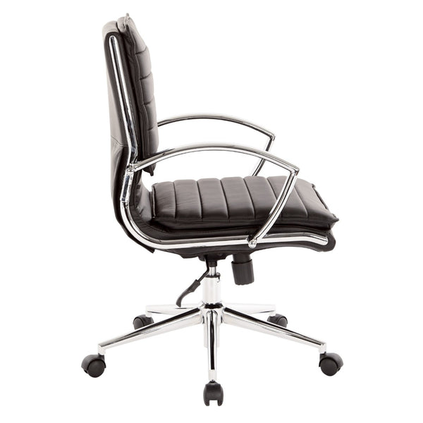 OSP Home Furnishings Mid Back Faux Leather Manager Chair with Lumbar Support and Pneumatic Height Control SPX23591C-U6
