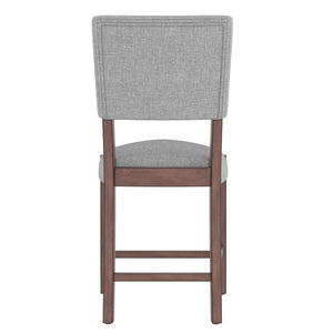 English Elm Mid Retro Counter Stools Set of 4 — Linen Upholstered Backed Bar Chairs with Solid Wood Legs, Durable 250lb Capacity Grey N752P269653E