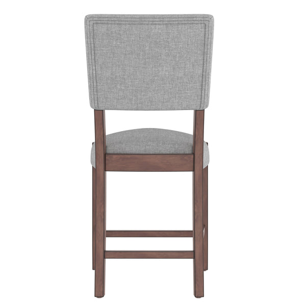 English Elm Mid Retro Counter Stools Set of 4 — Linen Upholstered Backed Bar Chairs with Solid Wood Legs, Durable 250lb Capacity Grey N752P269653E