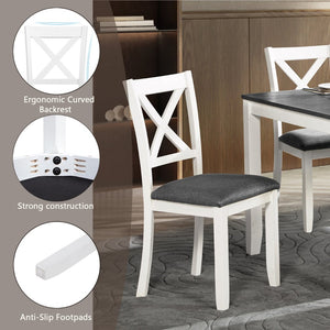 English Elm 6 Piece Rubberwood Dining Set with Bench and Linen Chairs for Transitional Kitchen W1998S00096