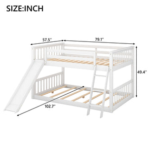 English Elm Full Over Full Bunk Bed With Convertible Slide & Reversible Ladder - Modern White Design & Safety Features GX000708AAK-1