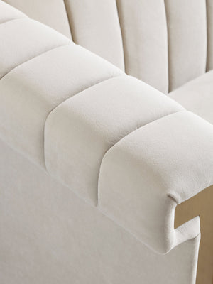 English Elm FX-P81-CW2 Velvet Chesterfield Sofa in Black with Gold Legs, 3-Seater Channel-Tufted Glam Couch for Living Room Decor W576S00091