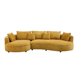 English Elm Oversized Boucle Curved Sectional Sofa with Left Chaise Modern Living Room Couch W876S00320