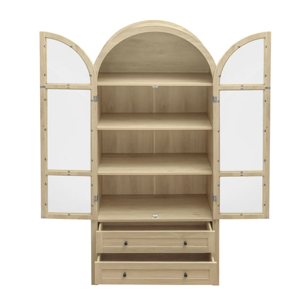 English Elm 70.28" Tall Arched Kitchen Pantry - Stylish Farmhouse Cabinet With Adjustable Shelves For Versatile Storage W688P204443