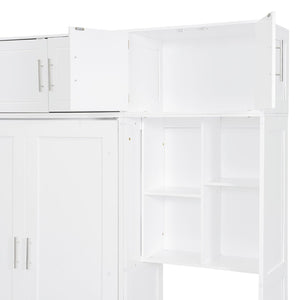 English Elm Full Size Murphy Wall Bed with Fold Away Desk Cabinet and Shelves for Small Spaces N708S00020K-1