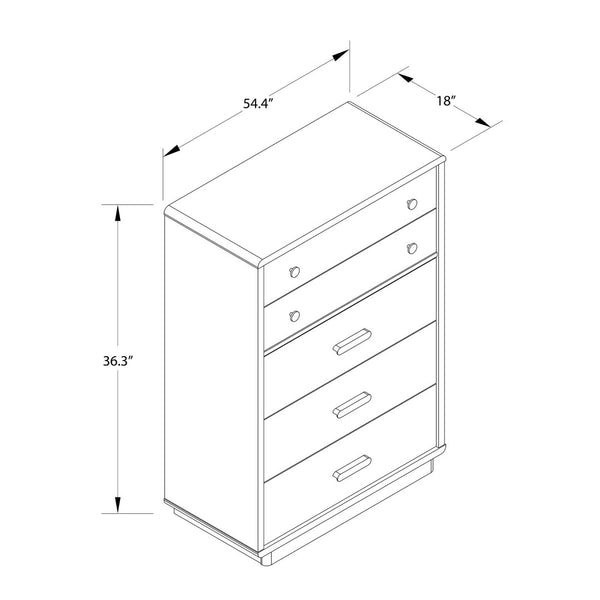 English Elm 5-drawer Tall Dresser with Matte Black Handles Two-toned Finish for Urban Bedroom B2733P444489