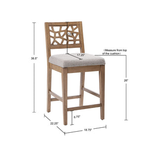 JLA Home INK+IVY - Counter Stool with Oak Veneer Cracked-Ice Pattern — Ergonomic Curved Back, Neutral Finish, Durable Craftsmanship IIF20-0050