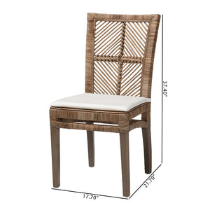English Elm Modern Rattan Woven Mahogany Dining Chair Bohemian Tall Backrest Organic Style B2750P470065