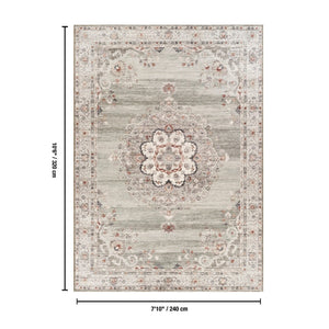 English Elm Oxford Medallion Polyester Area Rug Stain Resistant Traditional Living Room Accent B186P428903