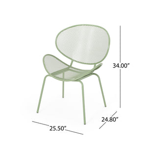 English Elm Christopher Knight Home® - ELBA Modern Mesh Shell Chat Set with Powder-Coated Iron Frame, Retro Minimal Outdoor Seating Green N775P250740G