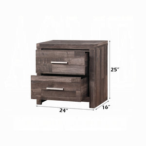 English Elm Contemporary Modern Wooden Nightstand with Two Drawers and Plank Pattern Top for Bedroom Storage Oak 29 L x 19 W x 28 H B011P317179