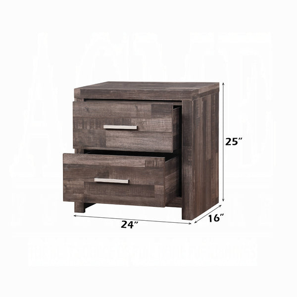 English Elm Contemporary Modern Wooden Nightstand with Two Drawers and Plank Pattern Top for Bedroom Storage Oak 29 L x 19 W x 28 H B011P317179