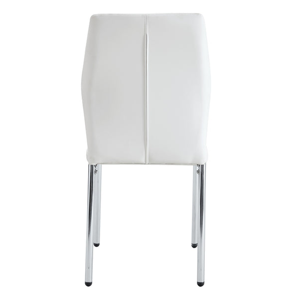 English Elm Luxury White Pu Dining Chair Set Of 6 - Modern Comfort With High Resilience Foam & Silver Legs W1151P282701