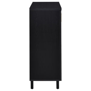 English Elm Clackamas Engineered Wood Shoe Cabinet with Hairpin Legs and Matte Gold Hardware Black B062P440404