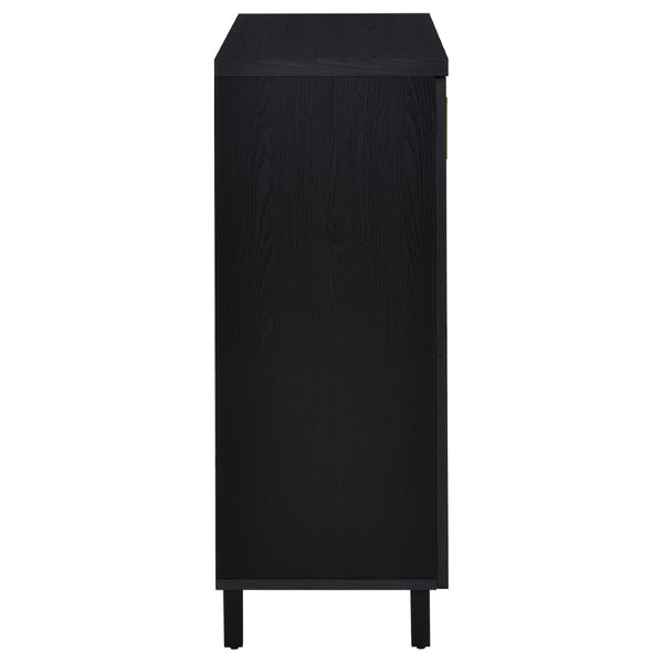 English Elm Clackamas Engineered Wood Shoe Cabinet with Hairpin Legs and Matte Gold Hardware Black B062P440404