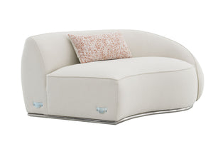 English Elm Sahara Boucle Sectional Sofa with 4 Pillows — Beige, Pocket Coil Seats, Stainless Steel Base, 37" Deep B2726S00509