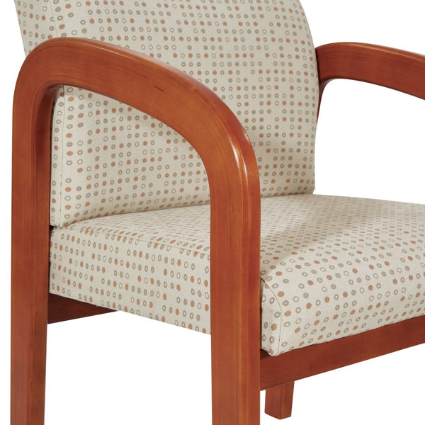 OSP Home Furnishings Medium Oak Visitor Chair with Lumbar Support Padded Seat for Office or Reception Luna WD380-K100