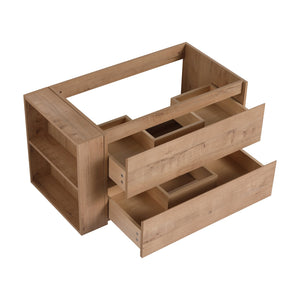English Elm 36" Wall Mounting Bathroom Vanity with Soft-Close 2/3 Drawers, Adjustable Side Shelf, Water-Resistant Finish W999P168519