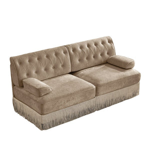English Elm Soft Velvet Chesterfield Sofa Tufted Backrest Tassel Fringe Skirt Modular Living Room W714S01694
