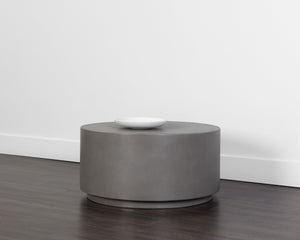 Sunpan Rubin Coffee Table - Contemporary Round Design for Indoor and Covered Outdoor Spaces, Unique Style Grey