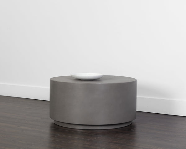 Sunpan Rubin Coffee Table - Contemporary Round Design for Indoor and Covered Outdoor Spaces, Unique Style Grey