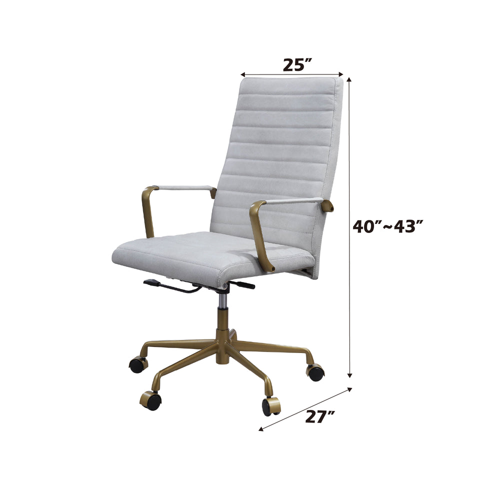 English Elm Duralo Vintage Off White Top Grain Leather Office Chair – 360° Swivel, Adjustable Height, Cushioned Comfort B2726P346935