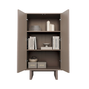 English Elm Ella 32" Accent Cabinet with Soft-Close Doors, Adjustable Shelves, Rounded Edges & Sled Legs Mocha B365S00008