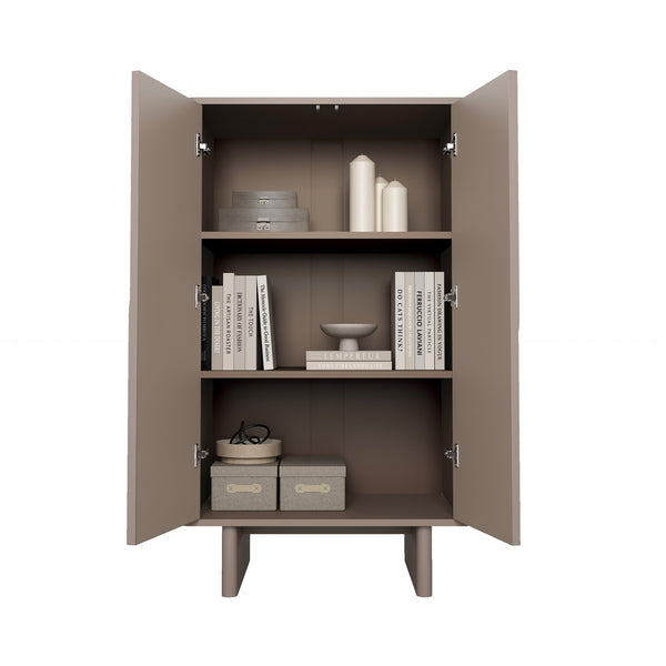 English Elm Ella 32" Accent Cabinet with Soft-Close Doors, Adjustable Shelves, Rounded Edges & Sled Legs Mocha B365S00008