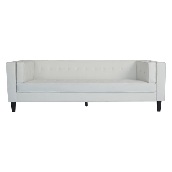 English Elm Christopher Knight Home® - 3-Seater Elegant Tufted Velvet Sofa with Solid Eucalyptus Frame, High-Density Foam Cushions and Dark Wood Legs Ivory N765P165541
