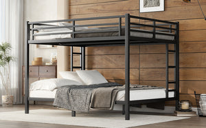 English Elm Metal Queen Over Queen Bunk Bed For Teens & Adults - Sturdy, Space-Saving, Noise-Reducing Design! W1580S00488