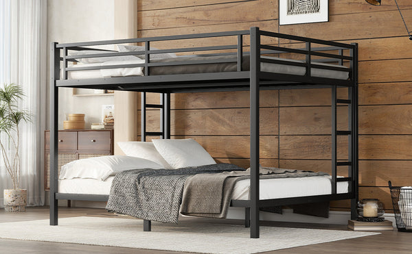 English Elm Metal Queen Over Queen Bunk Bed For Teens & Adults - Sturdy, Space-Saving, Noise-Reducing Design! W1580S00488