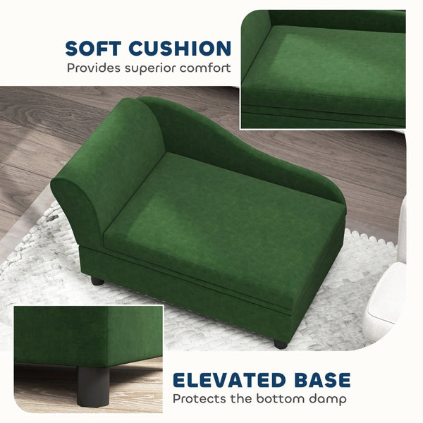 English Elm Pet Sofa with Lift Top Storage Tufted Flannel Cushion Eucalyptus Wood Frame T3971P407115