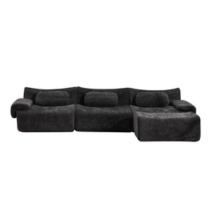 English Elm Modular Chenille Deep Seat Sectional Sofa with Bamboo Frame for Living Room Lounge Black W1829S00071