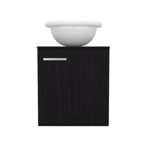 English Elm Clyde Wall-Mounted Floating 18" One-Door Vanity with Wessel Sink, Handle-Free Black Wengue Storage B070P337125