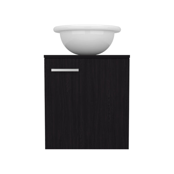 English Elm Clyde Wall-Mounted Floating 18" One-Door Vanity with Wessel Sink, Handle-Free Black Wengue Storage B070P337125