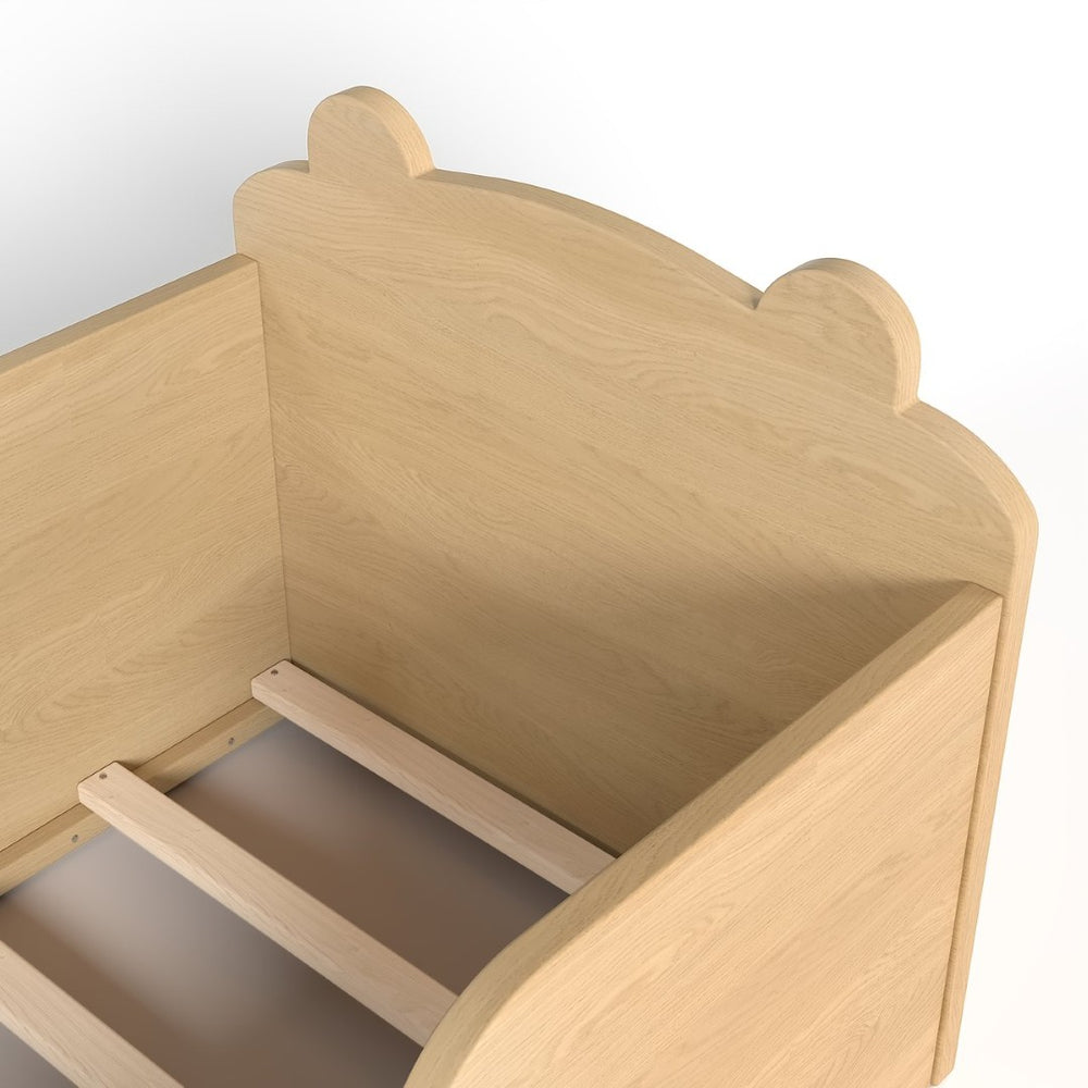 English Elm Toddler Bear Shaped Pine Floor Bed Low Profile Frame Safe Rounded Edges Kids Room Natural W1580P373255