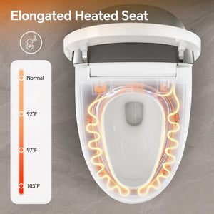 English Elm Elongated Smart Bidet Toilet Ada Height Ceramic Dual Flush with Heated Seat Night N753P364980W