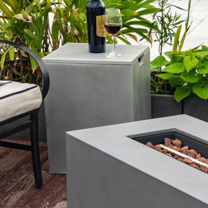 English Elm 42" 50000BTU Propane Fire Pit Table with Glass Wind Guard, Stainless Steel Burner, Lava Rocks, Gray Outdoor Patio W853P270562
