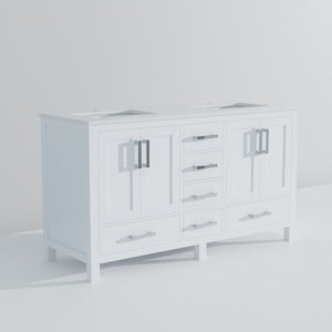 English Elm White Double Bath Vanity 60-inch W x 22-inch D with White Quartz Top, Solid Wood, Soft-Close Drawers B2731P258873