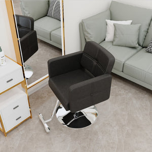 English Elm Fashionable Hydraulic Salon Chair Black Pu Leather Swivel Seat for Styling Studios W1151P361700