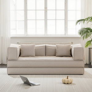 English Elm 78.8Inch Modular Convertible Sofa Bed - Stylish Pudding Block Design For Living Room & Bedroom Comfort W3147P278131