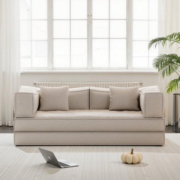 English Elm 78.8Inch Modular Convertible Sofa Bed - Stylish Pudding Block Design For Living Room & Bedroom Comfort W3147P278131