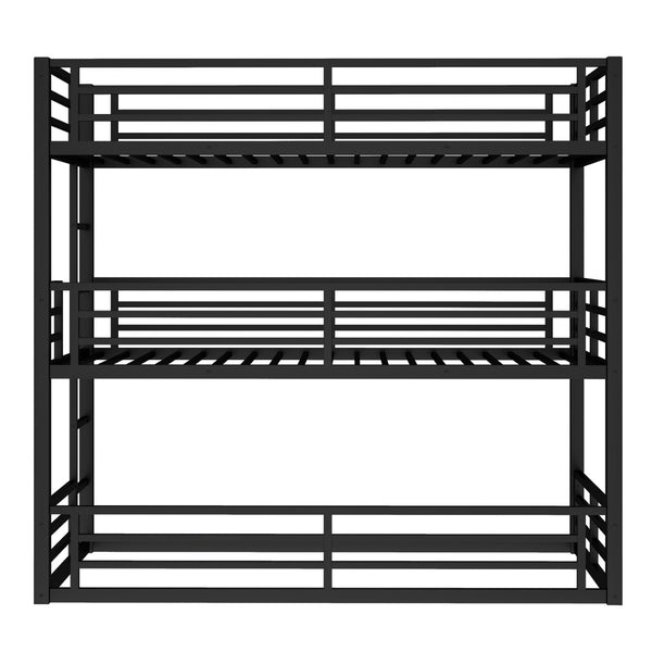 English Elm Twin Metal Triple Bunk Bed With Safety Guardrails - Heavy-Duty, Noise-Reduced Design In Black Finish P1 W1580S00142-GIGA