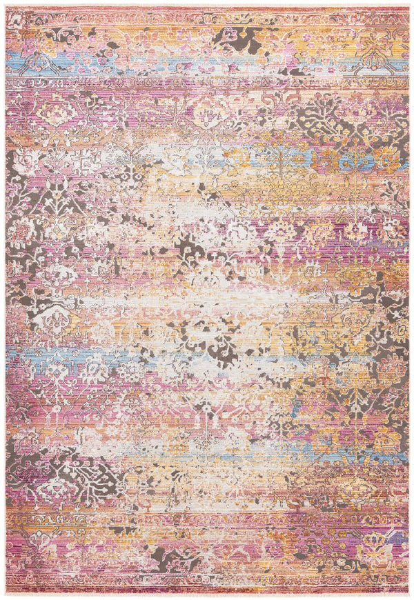 Unique Loom Deepa Arte Machine Made Floral / Botanical Rug Multi, Ivory/Gray/Pink/Violet/Orange/Light Blue/Yellow 6' 1" x 8' 10"