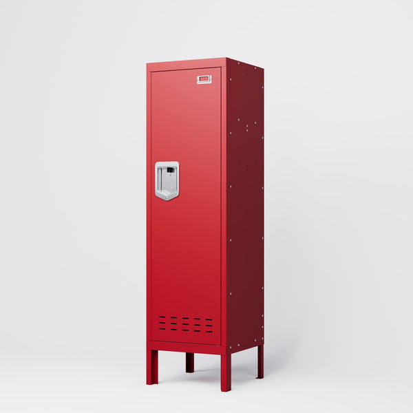 English Elm 1 Door Tall Single Metal Locker Retro-Style Storage Cabinet, Industrial Steel, 54"H x 15"W, Secure Versatile Red W396P271361