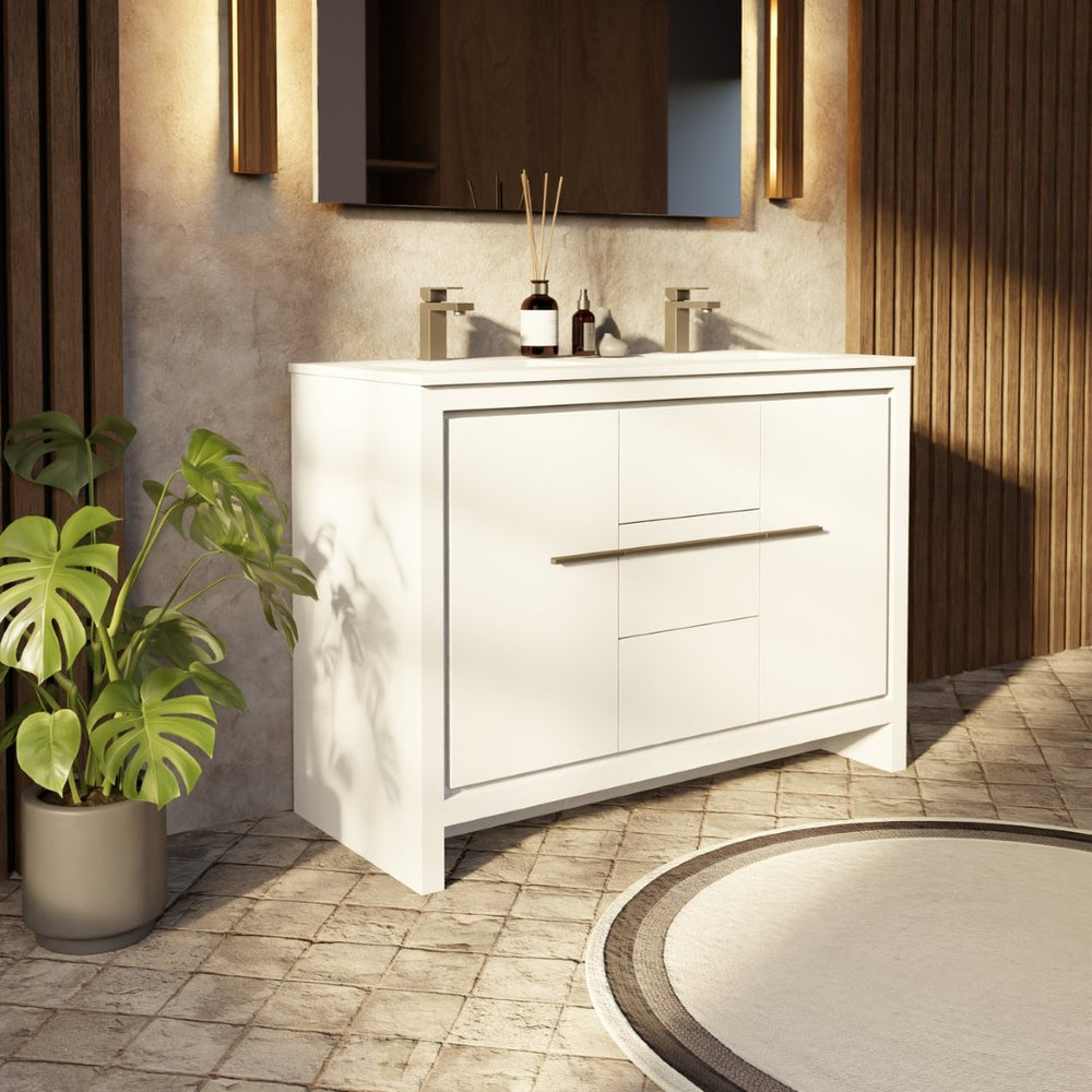 English Elm Rustic Acacia Wood Bath Vanity with Cultured Marble Top and Rose Gold Faucet B2731P259428