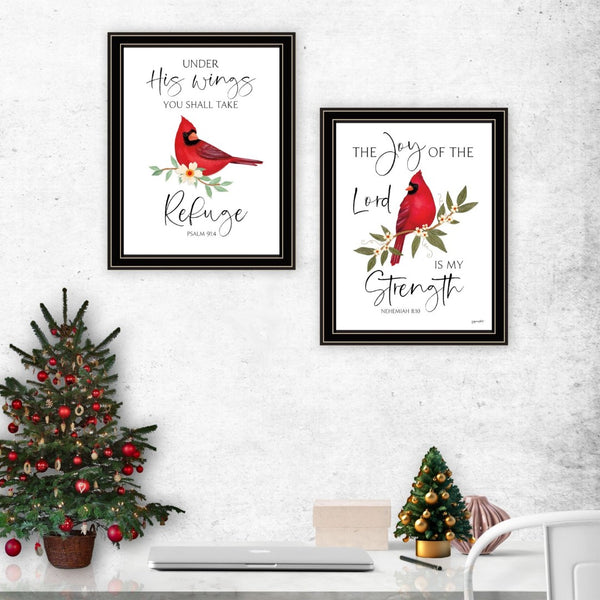 English Elm Trendy Red Cardinal Faith Scripture Two Piece Black Framed Art for Home Walls B067P256626