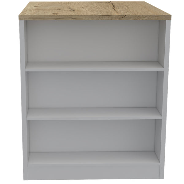 English Elm Alameda Modern Kitchen Island with Three Concealed Drawers, Multicolor Particle Board, 36.2" Top B128S00130